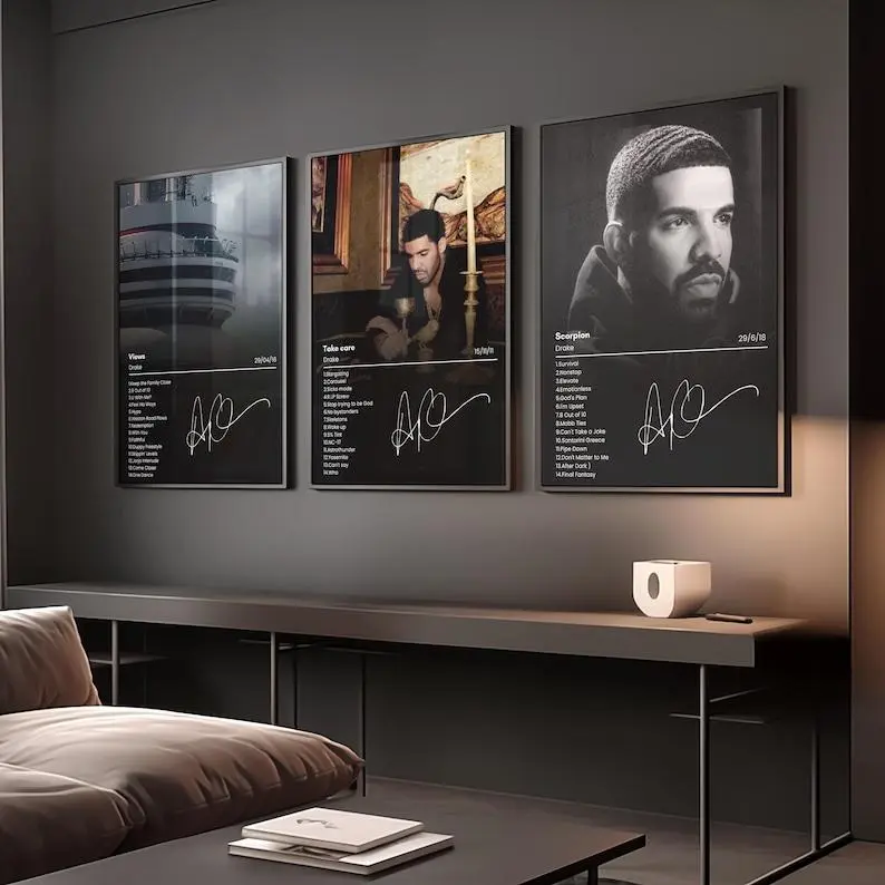 Modern Music Inspired Canvas Poster Set, Minimalist Album Style Wall Art, Aesthetic 3 Piece Room Decor, Unframed Canvas Poster