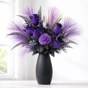 Artificial Flower Arrangement in Vase, Modern Gothic Home Decor Centerpiece, Elegant Floral Display for Living Room & Office