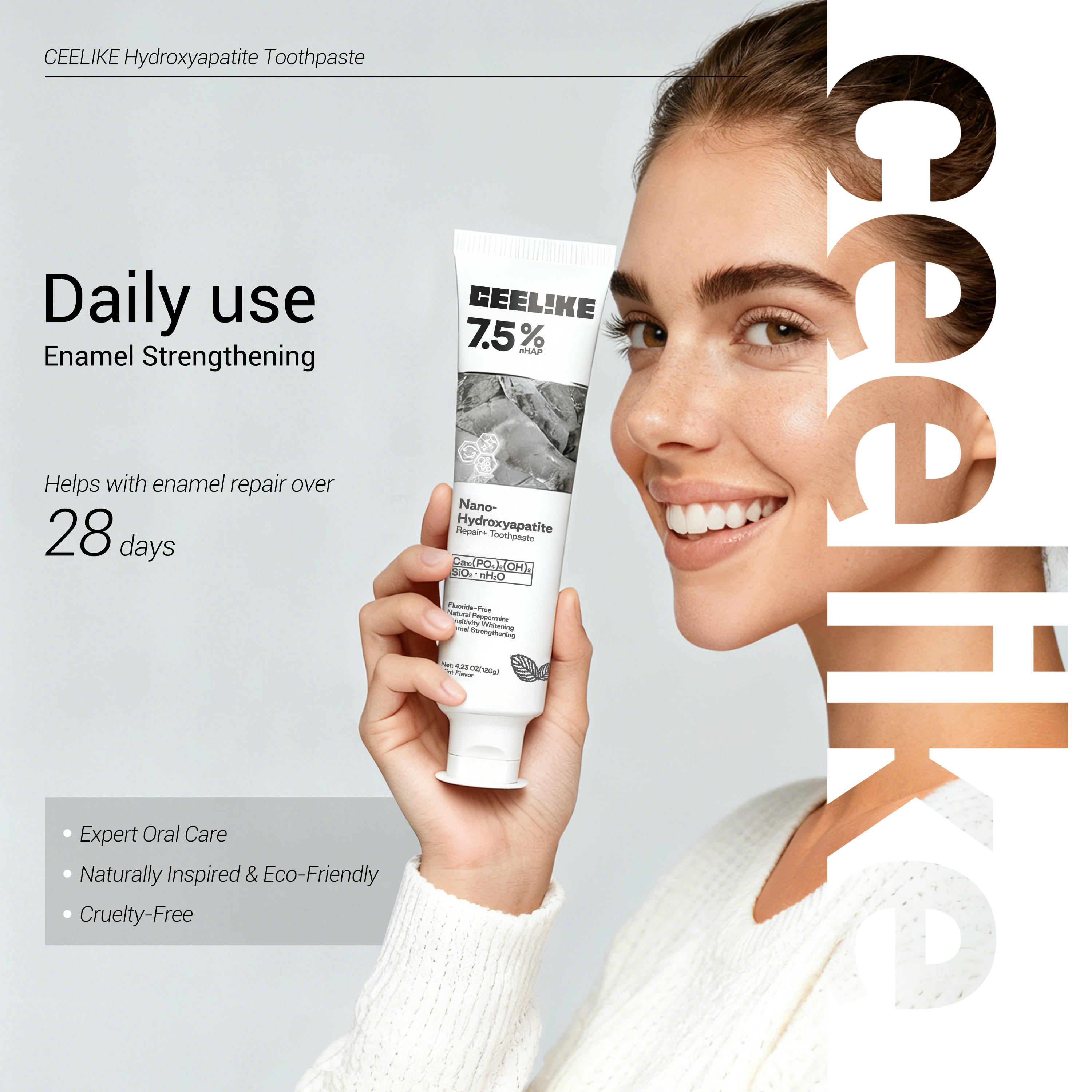 【CEELIKE】Fluoride-Free Nano Hydroxyapatite Toothpaste | Advanced Enamel Repair & Long-Lasting Fresh Breath | Mild Mint | 4.23 oz