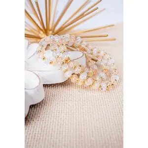 Sparkle and Shine Peach Beaded Bracelet Set