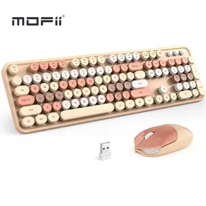 Official MOFII Retro Wireless Keyboard and Mouse Combo – 2.4GHz Full-Size Keyboard with Number Pad & Cute Wireless Mouse for PC, Desktops, Laptops (Windows XP/7/8/10)