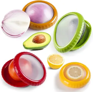 [New Deal] - Avocado Saver and Onion Storage Set,4 Pcs Silicone Fruit Vegetable Anti-oxidation Box,Reusable Fridge Fresh Pod Food Storage,Perfect Lemons Tomato Garlic Containers