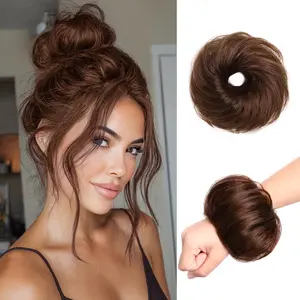 XIXISNOW Messy Bun Hair Piece Chignons Scrunchie Tousled Fluffy Bun Scrunchie Wig Stretchy Band Messy Buns Hair Clip Fake Messy Hair Buns Hair Pieces for Women Black