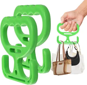 2pcs Grocery Bag Carriers, Plastic Shopping Bag Holder Handle Heavy Duty Handle Carrier Practical Shopper Accessories (Green)
