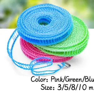 Non-Slip Windproof Clothesline Fence, Blue Outdoor Hanging Rope, No Drilling Required, Various Lengths Available in 3/5/8/10m