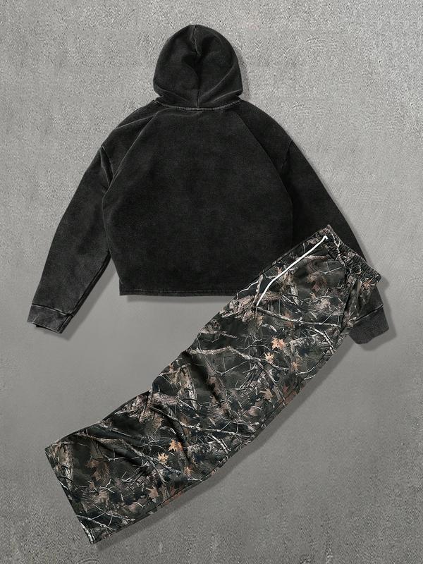 Two-Piece Set Men's Camo Print Sweatshirt & Sweatpants Set, Regular Fit Casual Long Sleeve Pullover & Jogger Pants, Men's Two-piece Outfits for Daily Wear