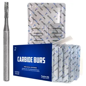 PlastCare USA 557 Carbide Burs FG - 100 Pack (10 Packs of 10) for High-Speed Handpieces