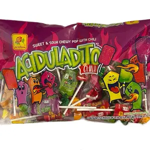 Aciduladito Lollipops 50 Pieces - Sweet Sour Chewy Pop With Chili - Snack Candy mexican snacks bags