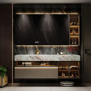 Modern Luxury Style Bathroom Vanity with Solid Wood Cabinet, Smart LED Mirror/Mirror Cabinet and Premium Soft-close Hardware
