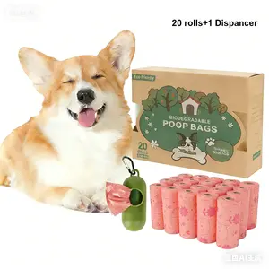 Dog Poop Bags Roll Pack 20 Rolls 300 Bags Leak-Proof Odor Sealed Degradable Plastic Pouches for Outdoor Travel Eco-Friendly Square Design outdoorfun