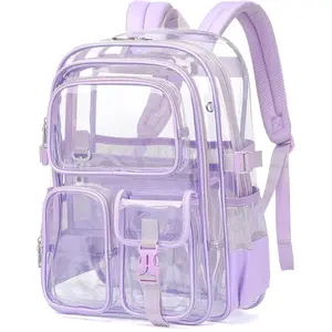 Clear Backpack for School, Heavy Duty Transparent Bookbag, See Through Backpacks for Stadium Events, Backpack for Girls,  Clear Bag for School College Work Travel  Concert Outdoor