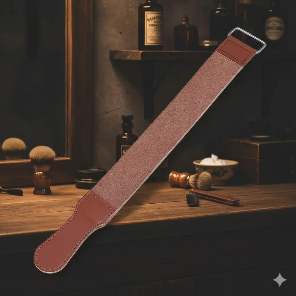 Professional Leather Strop for Straight Razors & Knives - Sharpening & Maintenance Tool for Barbers, Chefs & Outdoor Enthusiasts. Keeps Blades Razor Sharp. Ideal for Kitchen Cutlery, Folding Knives & Precision Tools.