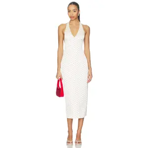 MORE TO COME Zaia Halter Midi Dress in Red Polka Dot