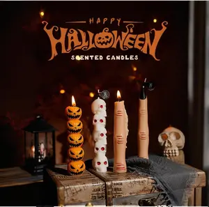 Halloween Scented Candle Set, Handmade Soy Wax, Floral Aroma, Skull & Pumpkin Shapes, Spooky Party Decor, Punk & Subculture Home Decoration