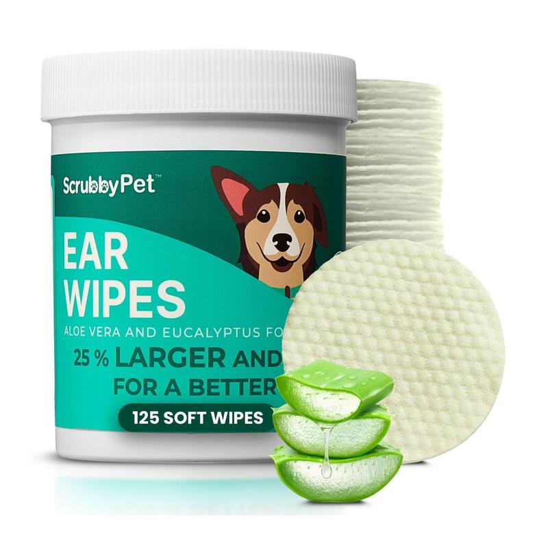 Scrubby Pets 125 Count Aloe Vera/Eucalyptus EarWipes for Dogs
