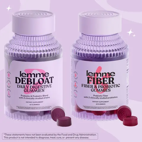 Daily Digestive Bundle - Lemme Fiber Gummies & Lemme Debloat Gummies, Fiber & Probiotic Gummies with Clinically-Studied SNZ 1969 & DE111 + Digestive & Gut Health Gummies with Clinically-Studied LactoSpore & DE111 Probiotics