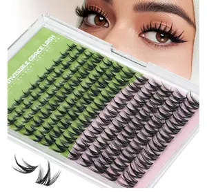 KEYYOU Fairy Chispa Lash Clusters Eyelash Extension D Curl 120Pcs Eyelash Extension Wispy Natural Invisible Band Lash with Waterproof DIY Lash at Home(Fairy Chispa-D-8-18MIX)