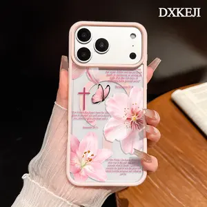 Pink Floral Bibleverse Pattern Premium Magnetic Phone Cases for iPhone 17 Air 16 15 14 Pro Max 13 12 11 Plus Smartphone Shockproof Protection Acrylic Cover Cellphone Protective magsafe magnetic case Resistance Casing Valentine's Day gift
