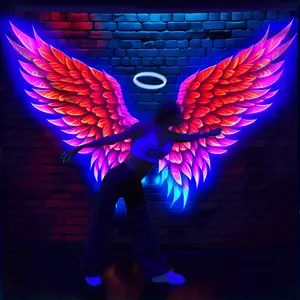 1pc Angel Wings UV Black Light Tapestry, Large Size Fluorescent Tapestry, Bedroom Aesthetic Hanging Tapestry, Wall Tapestries For Bedroom Office Living Room Home Decor, With Free Accessories
