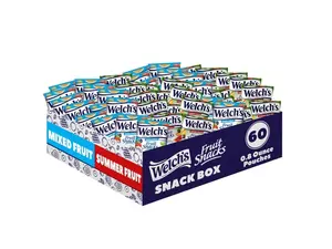 Welch's Fruit Snacks, Mixed Fruit & Summer Fruits Variety Pack, Great for School Lunches, Bulk Pack, Individual Single Serve Bags, 0.8 oz (Pack of 60)