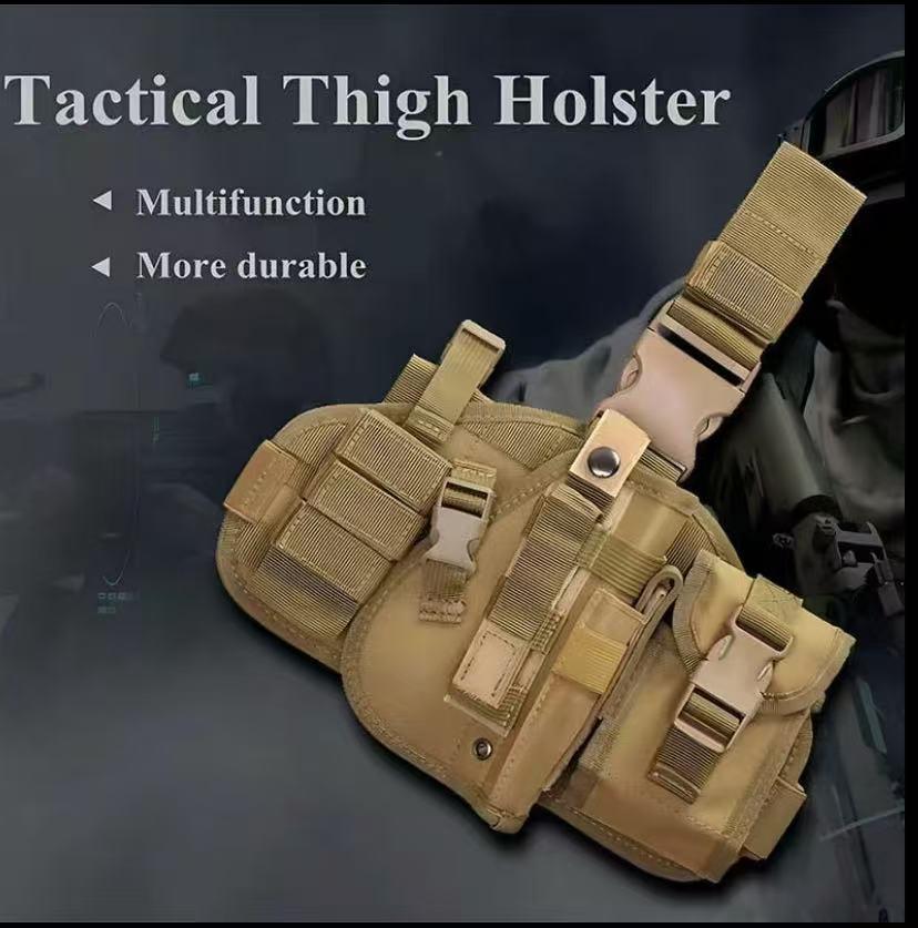 Adjustable Fixed Waterproof Universal Leg Holster, Tactical Leg, Pistol Pouch, Magazine, Durable Nylon Construction, Buckle Closure, Comfortable Design