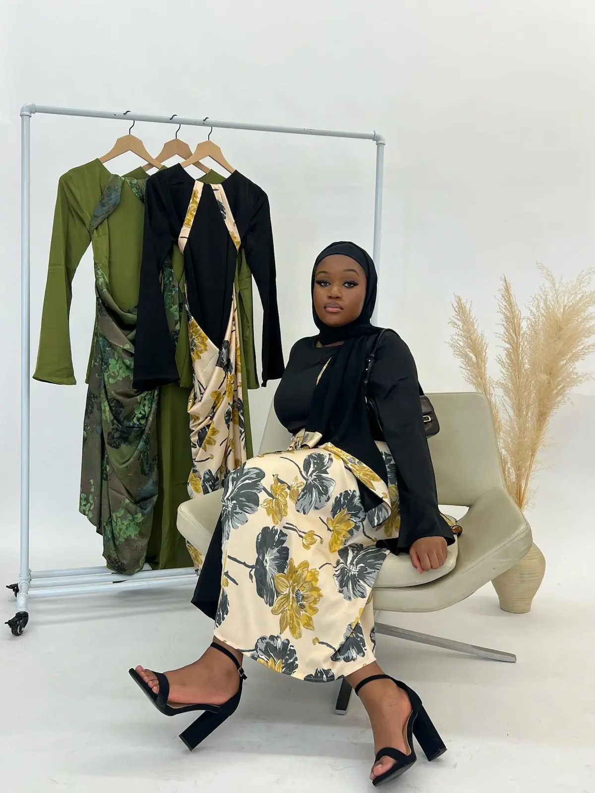 Wrap Satin Abaya Black Sunset