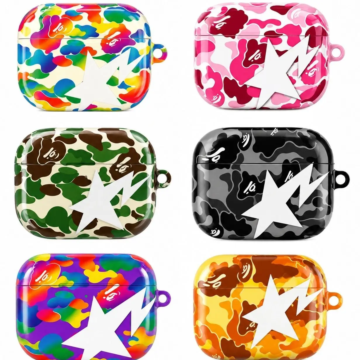 Shark Camo Streetwear Airpods Case - Military Camouflage Patterns Urban Hypebeast Protective Cover for AirPods Pro 1 2 3 , Airpod 1 2 3 4 Aesthetic Air Pods Case