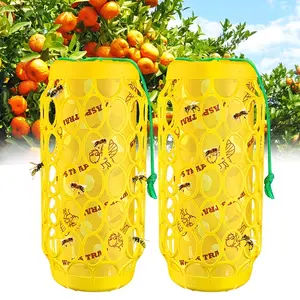 2-Pack Outdoor Hanging Wasp Traps — Carpenter Bee Catchers (Includes Ultra-Sticky Paper), Weather-Resistant Yellowjacket Traps, Also Catches Insects, Honeybees, Flies, & Small Flying Pests; Ideal for Gardens, Patios, & Camping