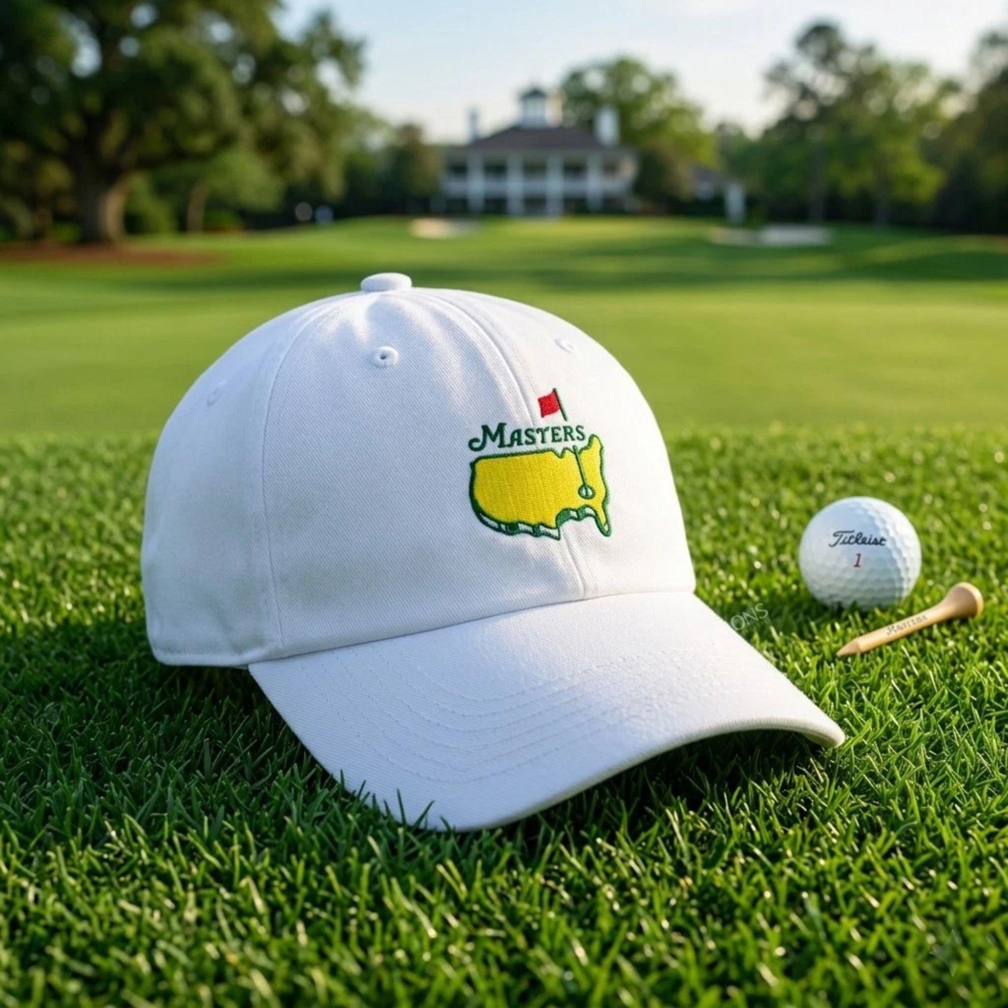 Embroidered Augusta National Masters Golf Hat White Dad Cap Adjustable Classic Golf Cap, Gift for Dad