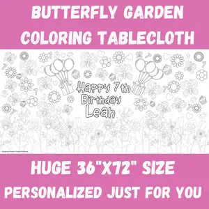 Butterfly Garden Coloring Tablecloth for Fun and Practicality - 6ft x 3 ft Paper Collage for Kids and Adults at Parties and Gatherings