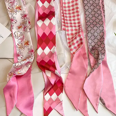 Women's Elegant Random Plaid Pattern Hairbands, Casual Trendy Silk Scarf, Fashionable Hair Accessories Set for Daily Use