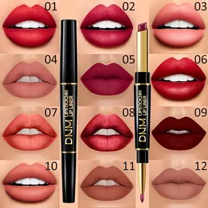 Double-ended Non-stick Cup Long Lasting Lipstick Lip Liner High Pigmented Waterproof Valentine's Day Gifts