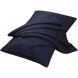 Unique Bargains Soft Pillowcase 2 Pack Microfiber Pillow Cases Weave for 90 Gsm Ployester Wrinkle, King Size, Navy