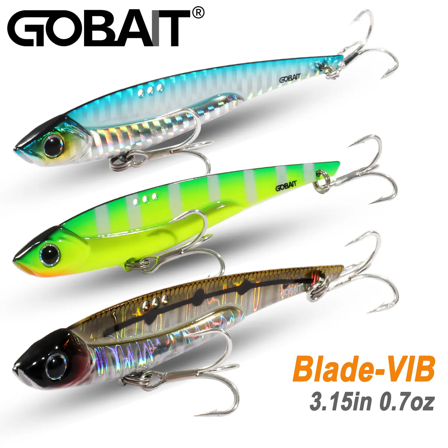 GOBAIT 80mm Metal Sinking VIB Lures, 0.7oz High-Frequency Vibration Casting Bait for Largemouth Bass, Trout, Stripers in Freshwater & Coastal Saltwater, Pike