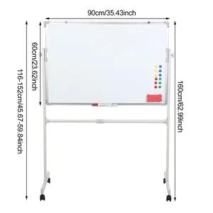 Rolling Whiteboard, White Board with Wheels, Mobile Whiteboard with Stand, Portable Magnetic Dry Erase Board on Wheels, with 5 Markers, 12 Magnetic Nails & 1 Eraser