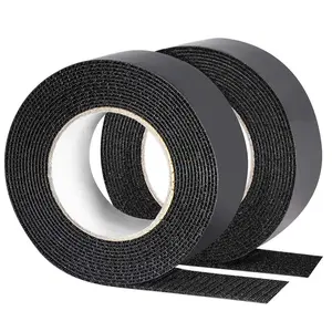 Self Adhesive Hook Loop Tape Roll 2 Inch Wide X 5 Yard Length Black,Double Sided Sticky Heavy Duty Fastener Strips