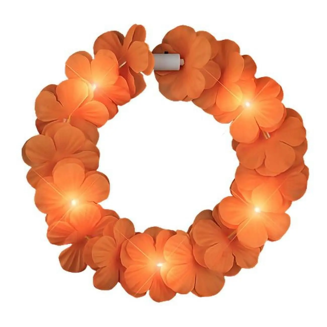 212 MAIN Orange Tropical Flower Crown Lei - Flexible LED Headband, Spooky Halloween Menswear Accessory, Pool & Sandy Beach Special Occasion Costume Accessories