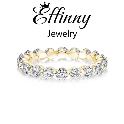 Effinny 1.5ct Classic Round Cut Golden Women's Wedding Ring,5A Cubic Zirconia Stackable Ring for Women In Sterling Silver Outdoorfun
