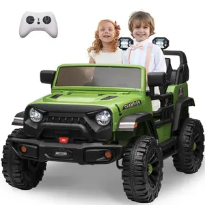 GARVEE 2 Seater Ride On Jeep Car with 24V/7AH Battery, Parent Remote Control, 2x200W Powerful Motors, Safety Belt, LED Lights, and Jeep 4 Power Wheels - Green
