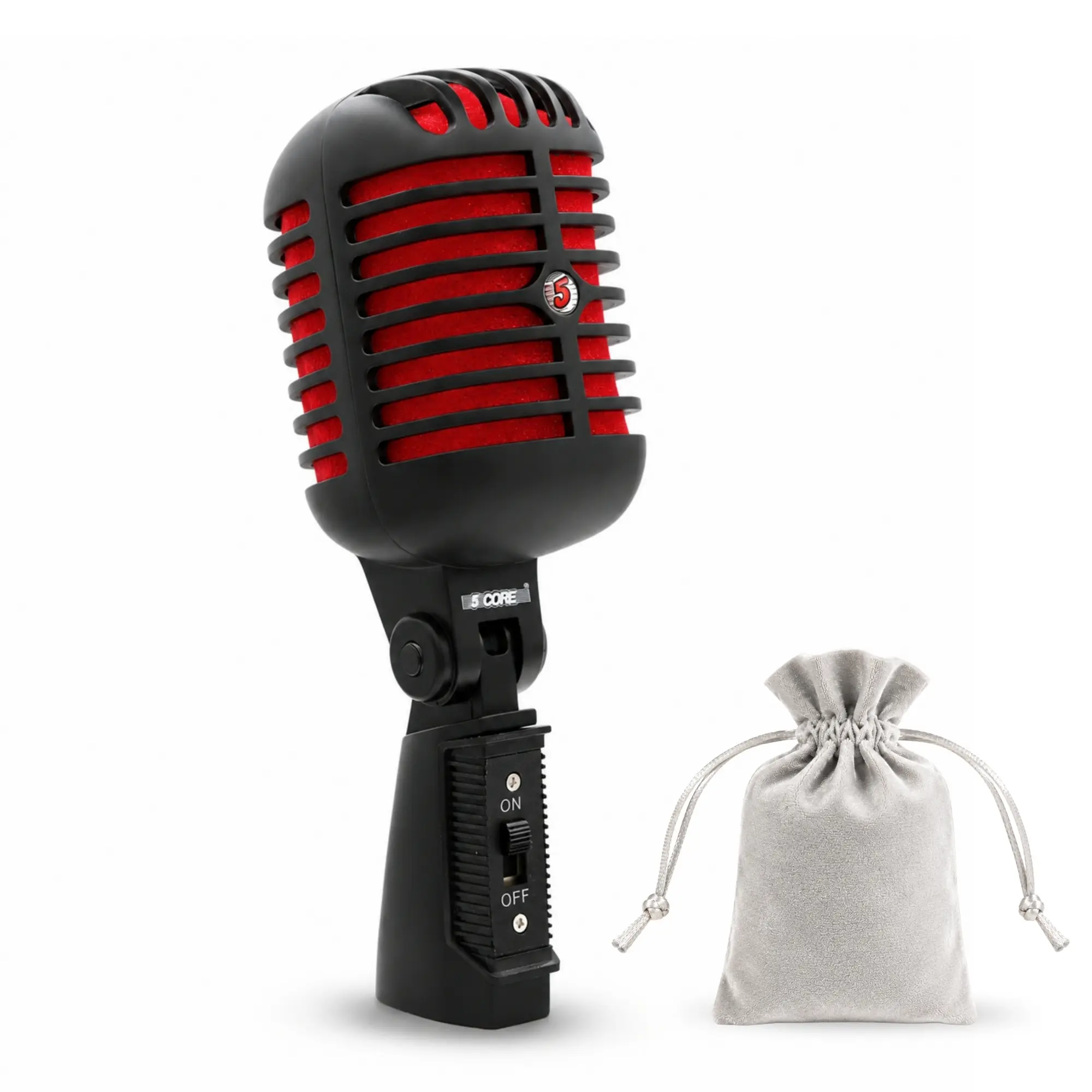 5Core Vintage Microphone Classic Dynamic Professional XLR Studio Retro Style Mic BLACK RED