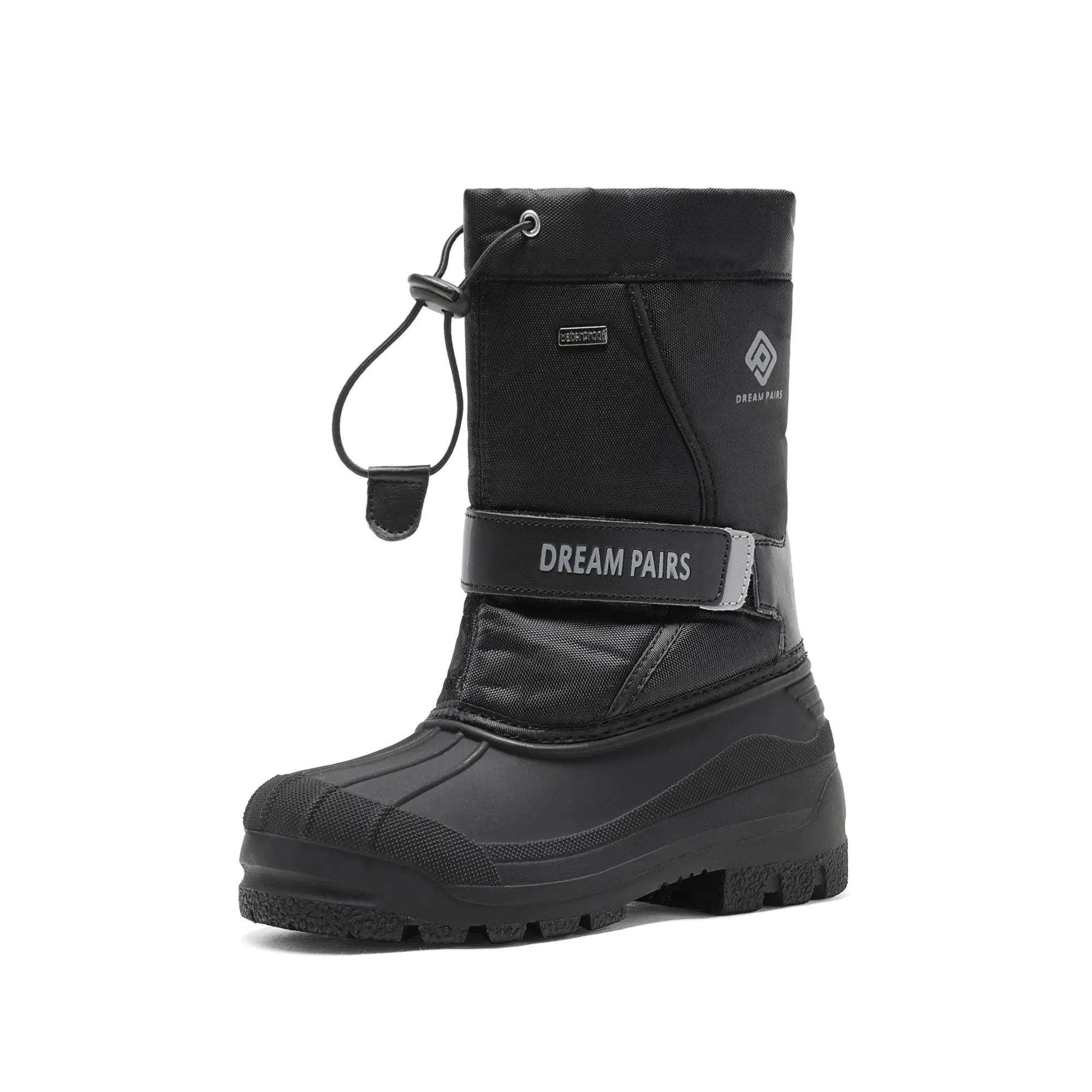 Dream Pairs Kids' Mid-Calf Waterproof Snow Boots - Side Zipper Boot with Straps for 10-11 Years Old Boys & Girls