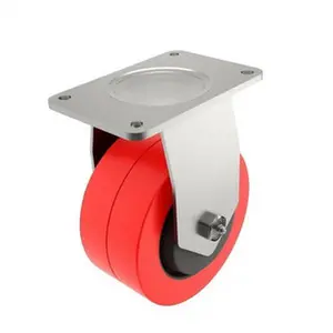 ER Wagner 4" Diam x 2" Wide x 5-5/8" OAH Top Plate Mount Rigid Caster Polyurethane, 600 Lb Capacity, Roller Bearing, 2-3/4 x 3-3/4" Plate 4F8304C250011AR
