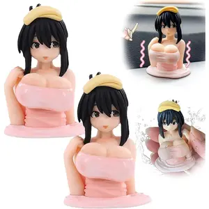 2 count Chest Shaking Ornaments, Shake Shake Girl  Dashboard Decorations,  Play Doll Bobbleheads, Kawaii Sexy Action Figurine Beauty,  Center Console Sculpture Model