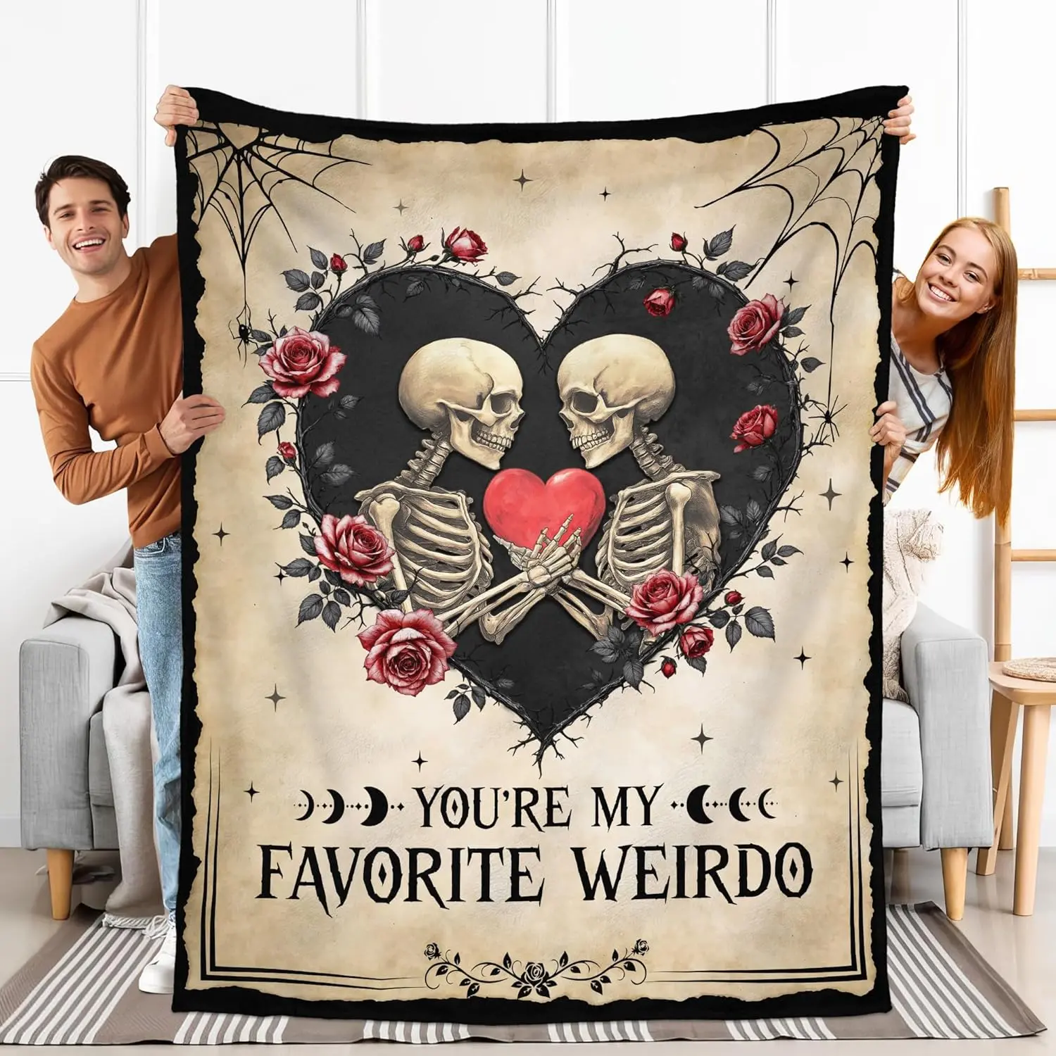 Personalized Custom-Patterned Classic Fleece Throw Blanket with Letters, 50x60 in, Fade-Resistant Durable All-Seasons Bedding, Room Decor for Couch/Bed - Christmas Gift for Couples, Ideal for Cozy Setup, Watch Party & Couple Love