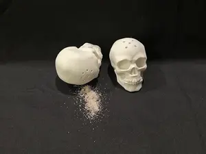 Gothic Skulls Salt & Pepper Shaker Set with Intricate Skull Motif Design, Smooth Filler Caps. Kitchen Seasoning Bottles Utensils