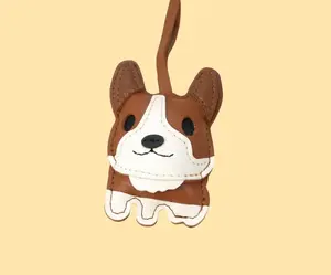 Corgi Bag Charm PU Leather, Cute Corgi Keychain, Corgi Bag Accessory