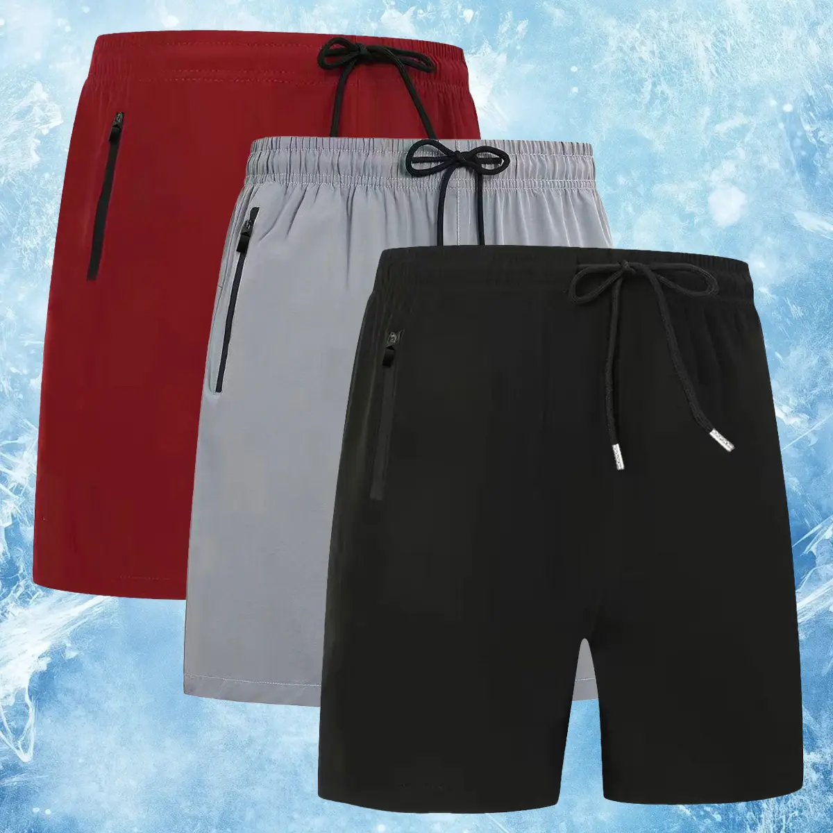 Unisex 5-Pack Solid Colors Nylon Sporty Chic Short Length Athletic Shorts - 5" Inseam Quick Dry Anti-Pilling Twill Activewear, Breathable Boyfriend Fit, Zipper Pockets, Machine Washable for Gym, Outdoor