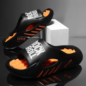 “Rock and Roll” Graphic Cloud Slides | Edgy Streetwear Platform Slippers | Trendy Non-Slip Massage Sandals for Music Lovers