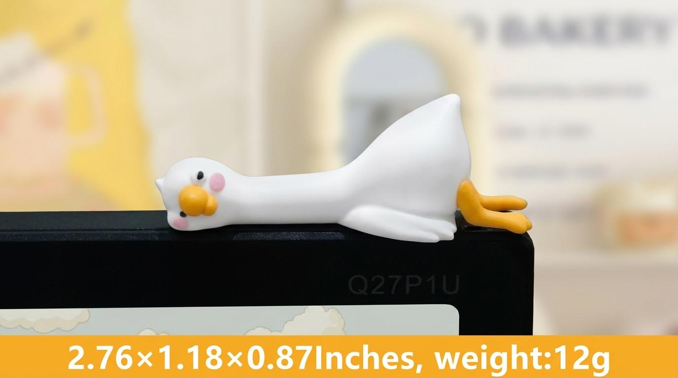 So Tired Lazy Duck 4PCS Desk Decor Set Cute Aesthetic Mini Duck Figures Stress Relief Desktop Accessories for Office, Calming Workspace Decor Gift