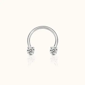 CZ Septum Ring Internally Threaded Horseshoe Circular Barbell Nose Piercing Jewelry